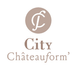 Logo avec un cercle contenant des « C » et des « F » stylisés, rappelant l'élégance d'un studio, et le texte « City Châteauform' » en dessous dans une police serif. Limbus Studio