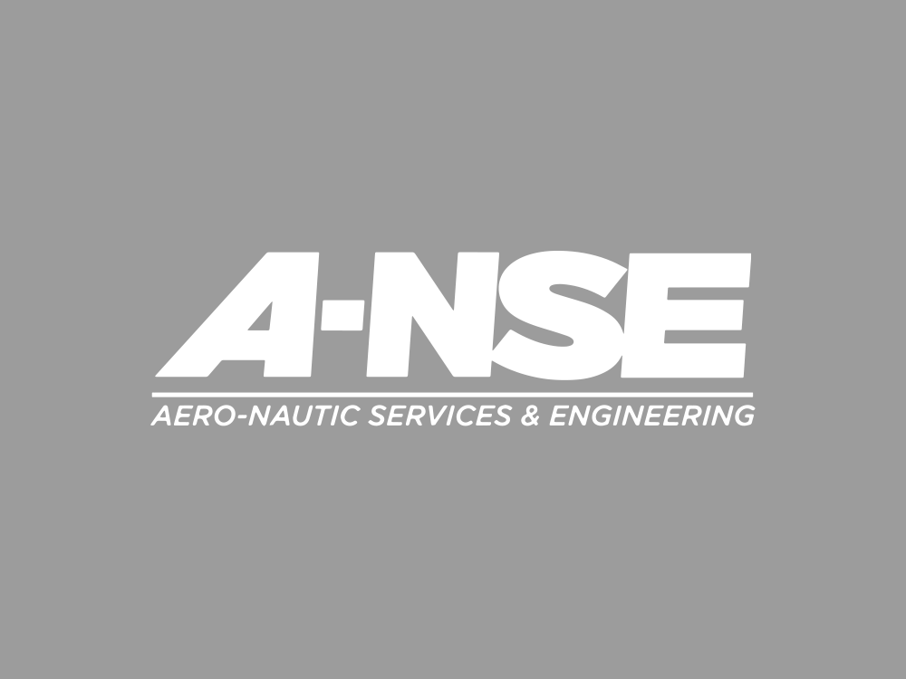 Logo de « A-NSE Aero-Nautic Services & Engineering » avec un texte en gras sur fond gris, mettant en valeur une finesse de conception proche d'une agence de création de haut niveau. Limbus Studio