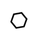 Un contour d'hexagone épais, noir et régulier centré sur un fond blanc. Limbus Studio