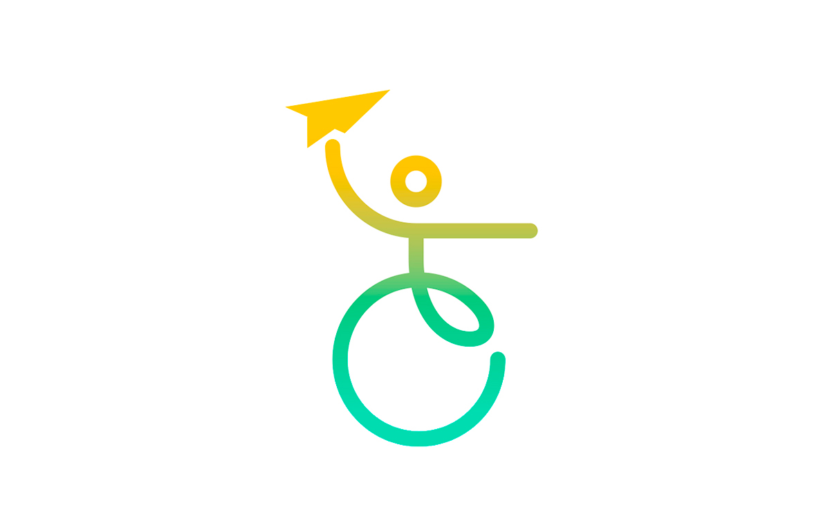 Dessin au trait minimaliste d'une personne en fauteuil roulant tenant un avion en papier jaune sur fond blanc, célébrant l'accessibilité et l'inclusion. Limbus Studio