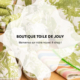 Diverses toiles de jouy vertes et blanches avec le texte "Bienvenue sur notre nouveau E-shop !" élégamment affiché au centre. Limbus Studio