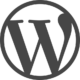Logo WordPress : un "W" noir stylisé à l'intérieur d'un cercle sur un fond gris clair, couramment utilisé par toute agence spécialisée dans la conception de WordPress. Limbus Studio