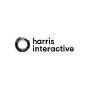 Logo de Harris Interactive, présentant un design circulaire à côté du nom de l'entreprise en lettres minuscules. Limbus Studio