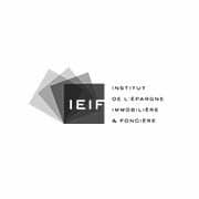 Logo avec carrés superposés et texte : "Institut de l'Épargne Immobilière & Foncière (IEIF). Limbus Studio