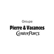 Logo du Groupe Pierre & Vacances Center Parcs avec texte noir sur fond blanc. Limbus Studio