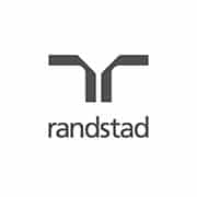 Logo Randstad avec un symbole simple et abstrait au-dessus du nom de l'entreprise en lettres minuscules. Limbus Studio