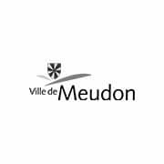 Logo de la Ville de Meudon avec une croix stylisée au dessus du texte sur fond blanc. Limbus Studio