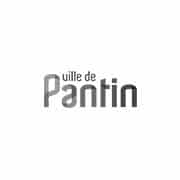 Logo avec le texte "ville de Pantin" en police stylisée sur fond blanc. Limbus Studio