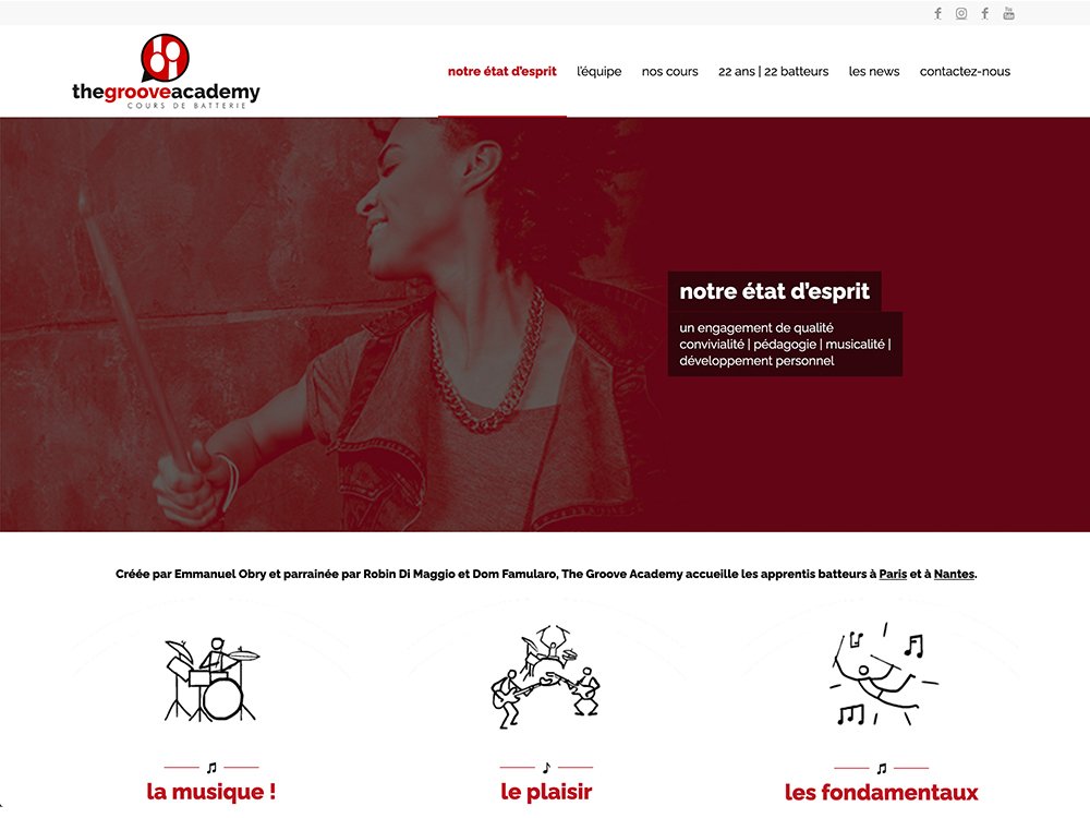 Découvrez le site Web dynamique de The Groove Academy, conçu avec soin à l'aide de WordPress, où les cours de batterie prennent vie aux côtés de moments forts inspirants de la communauté. Plongez dans un monde rempli de rythmes qui bat avec passion et créativité. Limbus Studio